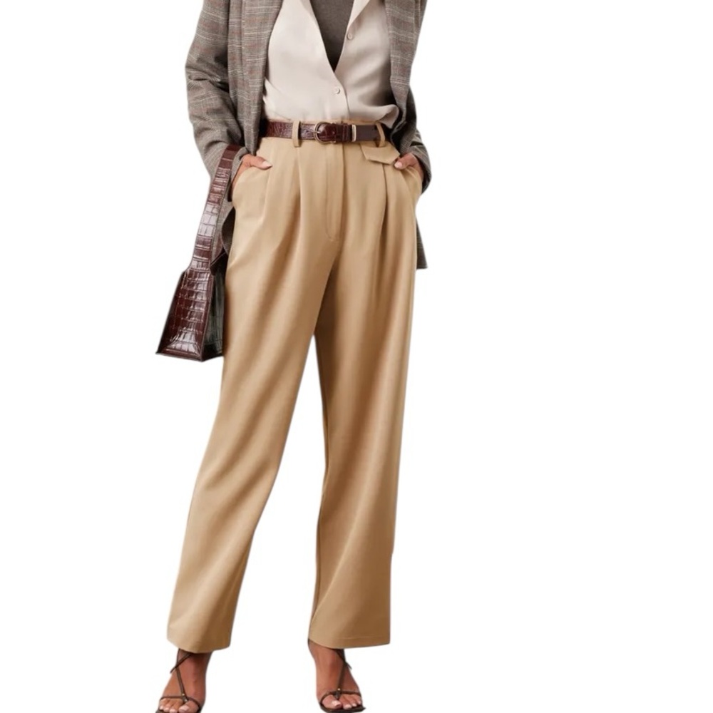GREAT JONES Elegant Tan High-Waisted Pants 6